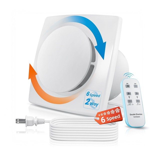 Bathroom Exhaust Fan with Remote, 2 Way 6 Speed Upgraded