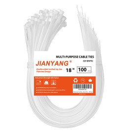 18 Inch Zip Ties Double Sided Toothed,120 LBS Tensile Strength Heavy Duty Cable Wire Ties With Self-Locking Adjustable More Durable Nylon Tie Wraps for Indoor Outdoor White（100 Pack）