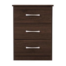 Passion Furniture Indoor Home Office Decortative Small Safe Storage Bedroom/Living Room End Table Boston 3-Drawer Wenge Nightstand (24" H x 16" W x 18" D)