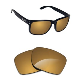 Alphax Flare Gold Mirrored Polarized Replacement Lenses for Oakley Holbrook OO9102 Sunglasses