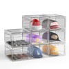 Hat Organizer Box for Baseball Caps, 8 Pack Clear Plastic