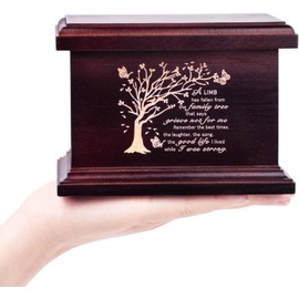 6 Inch Small Wooden Urn for Human Ashes - Keepsake Urn for Men & Women, Funeral Ashes Holder, Wooden Urn Box and Casket with Tree Design-Tree