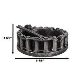Atlantic Collectibles Mechanic Biker Motorcycle Round Belt Chain With Wrench Cigaretter Ashtray Resin Figurine