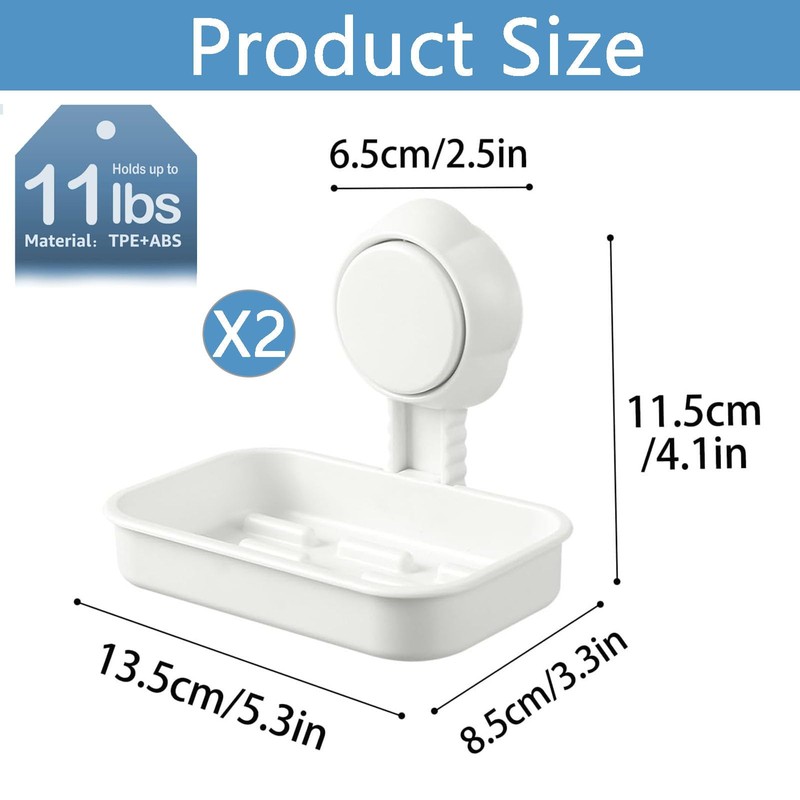 2Pcs Plastic Suction Soap Dish, 3-in-1 Bathroom Set Soap Dish,