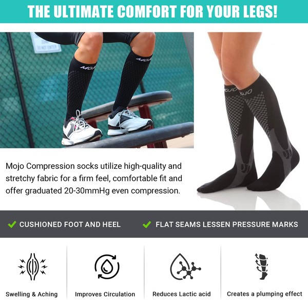 MoJo Recovery & Performance Sports Compression Socks - Black Medium