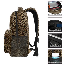 ZZKKO Leopard print Vintage Boys Girls School Computer Backpacks Book Bag Travel Hiking Camping Daypack