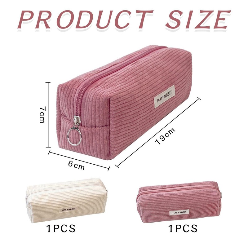 2 Pack Corduroy Pencil Case, Girls Teen Pencil Case, School
