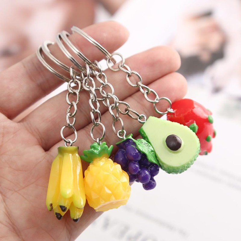 TENDYCOCO Cute Small 10 Piece Fruit Key Chain Key Ring
