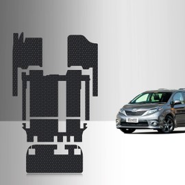 TOUGHPRO Floor Mats Accessories Full Set + Storage Compatible with Toyota Sienna (8 Passengers) All Weather Black Rubber 2011 2012 2013 2014 2015 2016 2017 2018 2019 2020