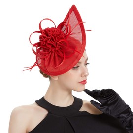 LATIMOON Fascinators for Women Derby Pillbox Hat Cocktail Tea Party Feather Headband