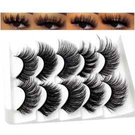 Natural False Eyelashes Long Eyelashes Extension 3D Mink Lashes HandMade Makeup (5 Pairs) (3D-55)