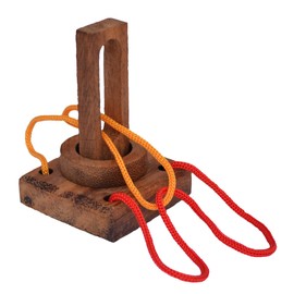 Ring Puzzle Mini Tricky String Puzzle Made of Wood, Free the Ring Completely from the Game, Puzzle Wood Trick Game, Puzzle Game, IQ Puzzle, Wooden Puzzle with String, String Puzzle, Puzzle Box