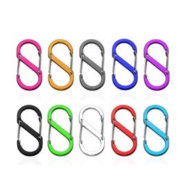10Pcs S Carabiner Clips, Colourful Multiuse S-Shaped Buckles Carabiner Keyrings, Dual Opening Aluminium Alloy Key Chain Carabiners for Outdoor Sports, Hiking, Camping, Fishing (50mm/1.96'')