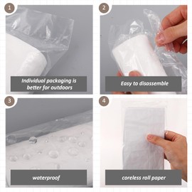 AmazingSpark 4 Pack Travel Toilet Paper Portable Camp Toilet Paper with 10 Pack Toilets Seat Covers Disposable, Individually Wrapped Travel Accessories for Public Restrooms, Airplane, Camping
