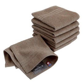 Hiorie Imabari Handkerchief Towels, Certified, Hotel’s Set of 6, Mocha Brown, 100% Cotton, Approximately 9.8 x 9.8 inches (25 x 25 cm), Women's, Men's, Compact, Business, Highly Absorbent, Durable, Solid, Made in Japan, Imabari Brand