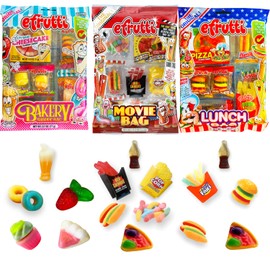 eFrutti Gummi Candy 3 Variety Party Theme Bag Gift Set: Bakery Shoppe, Lunch and Movie Theme Bags | Fat Free Food, Nut Free, Gluten Free, Not GE | Great for parties and Gift