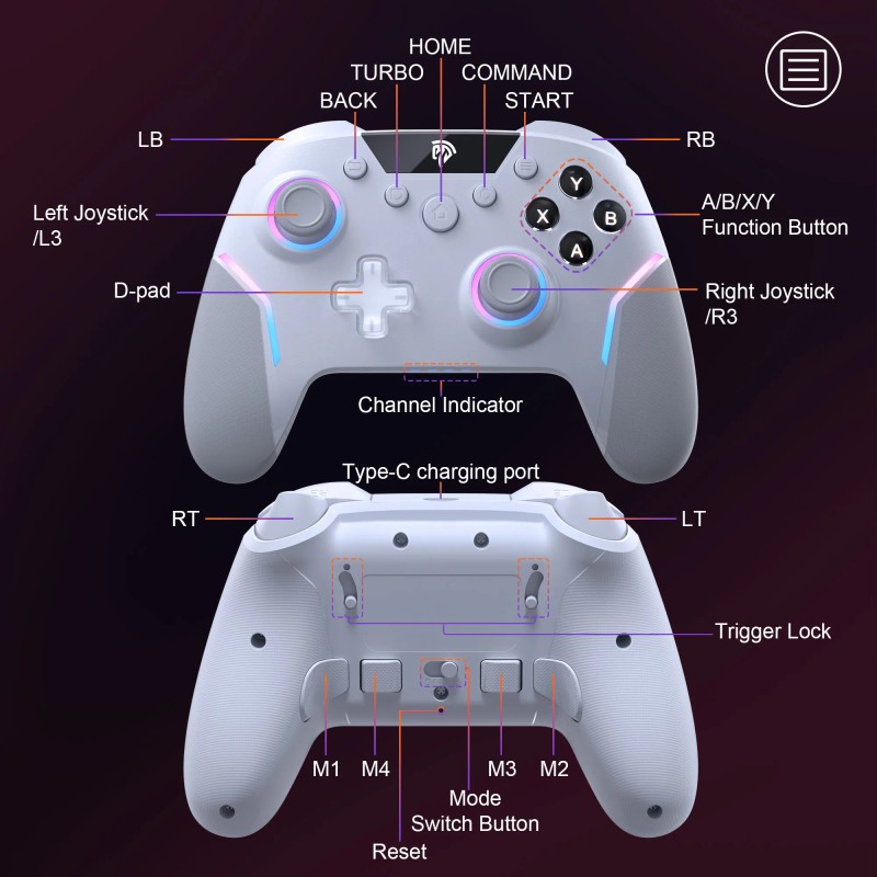 EasySMX X20 Wireless Gaming Controller Elite FPS Handle Rocker for