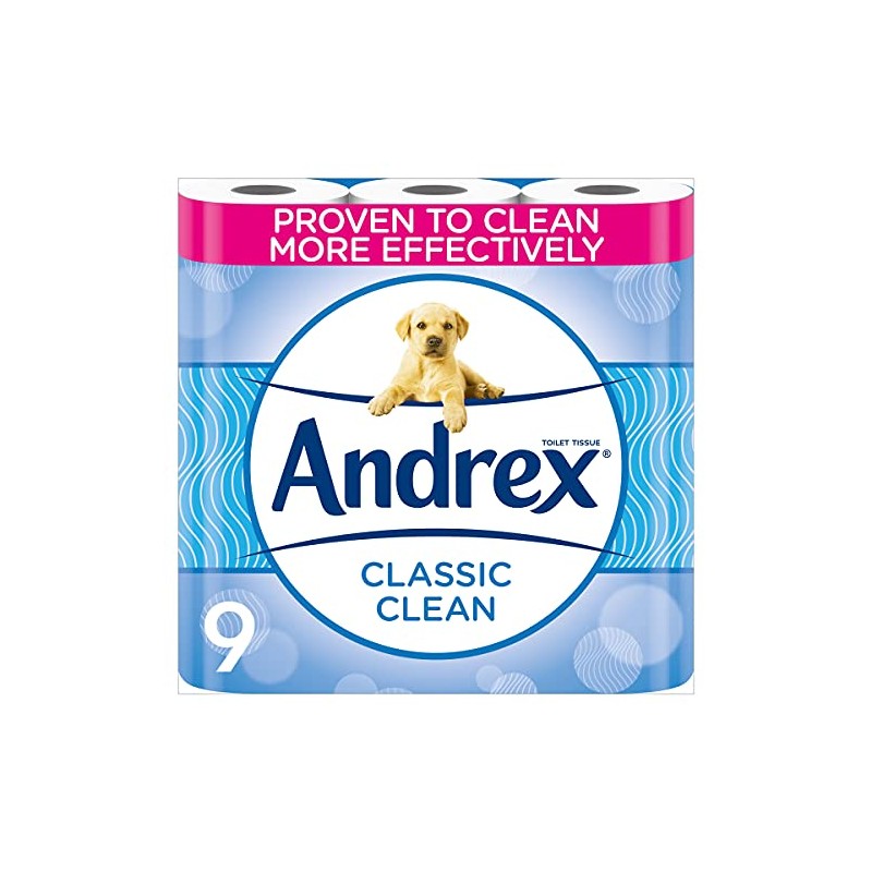 Andrex Classic Clean Toilet Tissue, Pack of 9