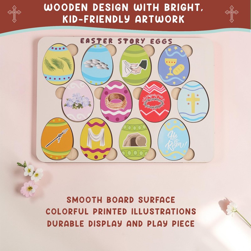 KATINAT Resurrection Easter Story Eggs - 12 Wooden 2D Egg