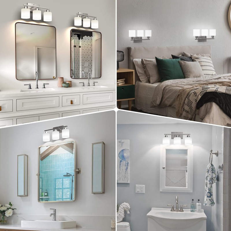 Dekang Bathroom Light Fixtures Over Mirror Brushed Nickel, Rustproof 3-Light