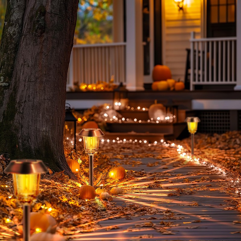 HMDecor Solar Lights Outdoor Waterproof,6 Pack Bronze Pathway Lights with
