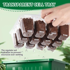 AONYIYI Seed Starter Trays with Grow Light,5 Pack 60 Cells Seed Starter kit with Humidity Dome and Base,Plant Seedling Trays for Plants Indoor-Green