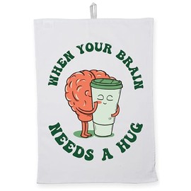 Hippowarehouse when your brain needs a hug Tea Towel Eco Printed Dish Cloth Kitchen accessory 50cmx70cm 100% Cotton