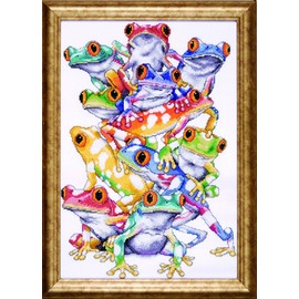 Design Works Crafts Tobin RZ09-01953E72-R3U1 Frog Pile Counted Cross Stitch Kit-11"X16" 14 Count