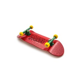 SPITBOARDS 34 mm Fingerboard Complete Wood Pro Set-Up (Pre-Assembled, 5-Layers), Pro Trucks, CNC Bearing Wheels, Foam Grip Tape, (Deck: Red, Trucks: Green, Wheels: Yellow)
