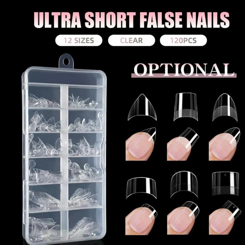 Ultra Soft Gel Tips Puntas De Uñas Extra Cortas 120pzas