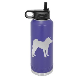 Akita Dog Insulated Water Bottle | Stainless Steel | Akita Dog Lover | Akita Gifts (40 oz, Purple)