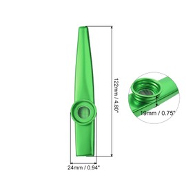MECCANIXITY Kazoo Musical Instrument Aluminum Alloy Green with Flute Diaphragm 5Pack