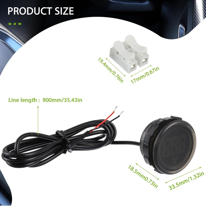EPLZON 2pcs Digital Voltmeter DC 4-100V 2 Wires 3-Digit LED
