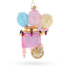 Cotton Candy Cart Blown Glass Christmas Ornament