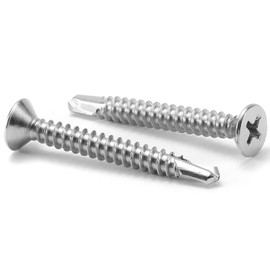 #12 x 1-1/2" Sheet Metal Screws 100Pcs 410 Stainless Steel Flat Head Tek Screws Fast Self Tapping Screws by SG TZH