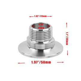 Crapyt 1.5" Tri Clamp Tri Clover Fitting to NPT 1/2" Male Thread Adaptor, 304 Stainless Steel Sanitary Tri Clamp to 1/2 Inche Male Tri Clover