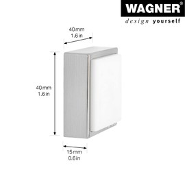 Wagner Doorstop Screw OR Glue Wall - 40 x 40 x 13 mm, Stroke Bumper Made of die-cast zinc with Stainless Steel Look + Soft White Thermostatic Rubber, to be Screwed or glued on Walls - 15515811