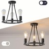 vivihobb Farmhouse Semi Flush Mount Ceiling Light Fixture,3-Light Black Industrial