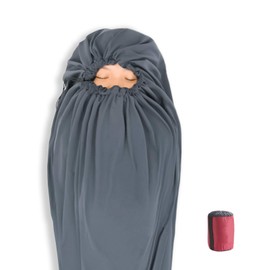 Litume Velvet Fleece Sleeping Bag Liner Add Up to 14F, Anti Static Mummy Sleeping Sack Backpacking, Camping, Traveling, Lightweight Sleep Sack with Drawstring Hood (No Zipper)