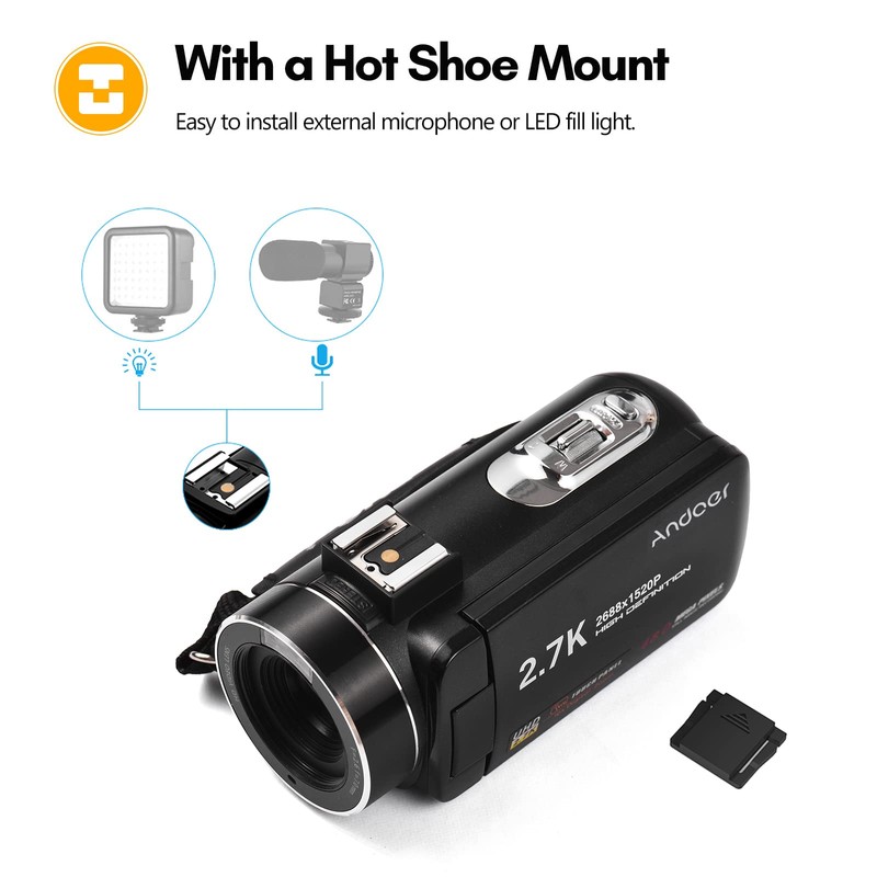 Andoer 2.7K Digital Video Camera Camcorder Recorder DV 48MP 16X