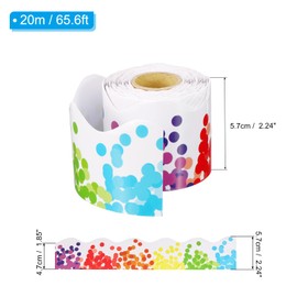 PATIKIL 2.24"x 65.6Ft Bulletin Board Border,Colorful Dot Scalloped Trim Strips Wall Decor for Locker Classroom Cork Poster Black Board White Chalkboard, Color, White