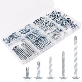Self-Tapping Screws Assortment Kit - 140PCS Sheet Metal Screws for Metal Plastic & Wood, Galvanized Self Tapping Screws - 5 Size 1/2" to 2" Self Drilling Screws