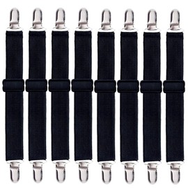 Bed Sheet Clips, Anti-Slip Clips, Duvet Fasteners, Set of 8, Adjustable, Anti-Slip, Elastic Bands, Bed & Sofa, Corner Fasteners, Futon Clips, Slip Down Clips, Sheet Fasteners, Comforter Fixers