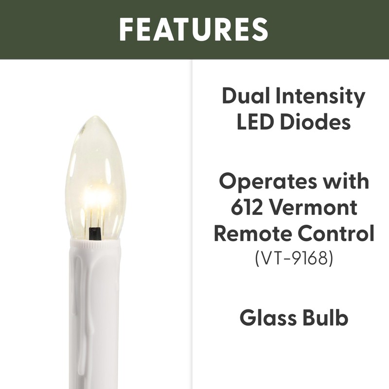 612 Vermont Programmable Ultra-Bright LED Window Candle Replacement Bulbs for