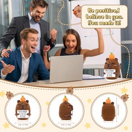 SelfTek Mini Positive Crochet Animals - Positive Ca-pybara with Base, for Birthday Gifts for Men Boy Women, Encouragement Emotional Cheer Up Support Gifts for Coworker Friends Student