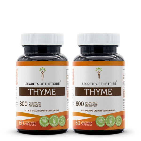 Secrets of the Tribe Thyme 2x60 Capsules, Made with Vegetable Capsules and Thymus Vulgaris Toni Effect (2x60 Capsules)