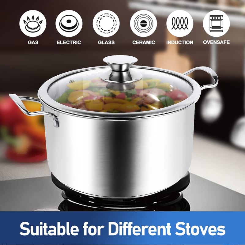 Aufranc 10-Piece Pots and Pans Set, Stainless Steel Cookware Set-
