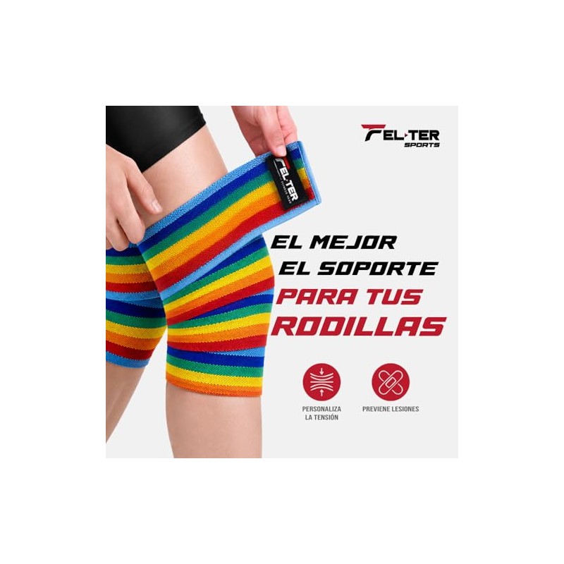 FELTER FITNESS Vendas para Rodillas Gym,Rodilleras elásticas Soporte para Levantamiento