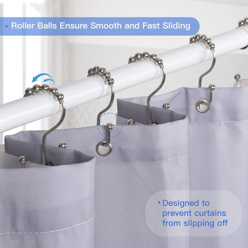 SUTINE Shower Curtain Hooks, 12 Pcs Double Shower Curtain Hooks