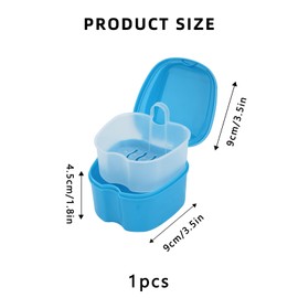 1 Stück Prothese Box,Gebissdose,Retainer Container Aufbewahrungsbox,Prothesendose,Zahnspangendose,Zahnprothese Box,Aufbewahrungsbox Mit Hängender Sieb,Für Falsche Zähne Lagerung Reinigung (Hellblau)